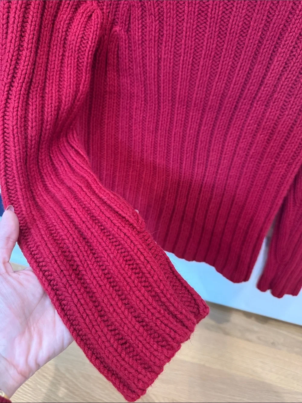 Express Red Chunky Cable Turtleneck Sweater